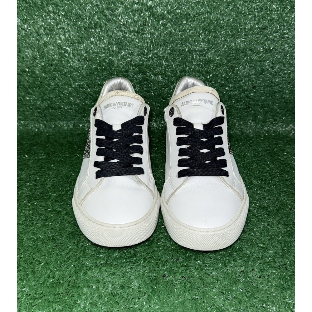 ZADIG & VOLTAIRE ZV1747 Low-Top Glittery Sparkle Sneakers Womens Size 8 US 39 EU - Picture 5 of 10